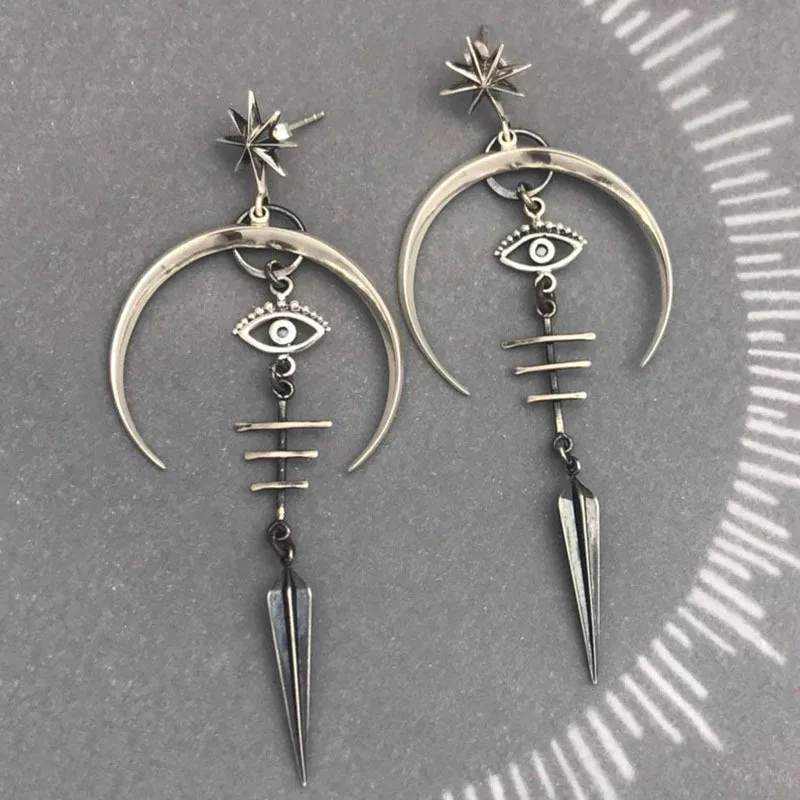 Dark Niche Punk Personality Exaggerated Rock Halloween Hipster Cool Demon Eyes Earrings