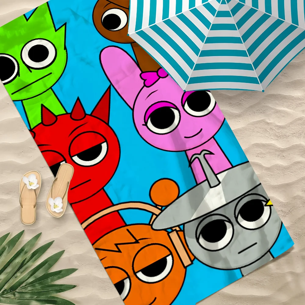 Cartoon S-Sprunki Pattern Towel Soft Pool Gift For Travel Gym Shower Camping Quick Dry Sports Large Beach Towel