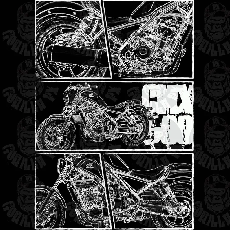 

Hondang CMX 500 Rebel naked Bike Graphic COM Design Men's Tshirt