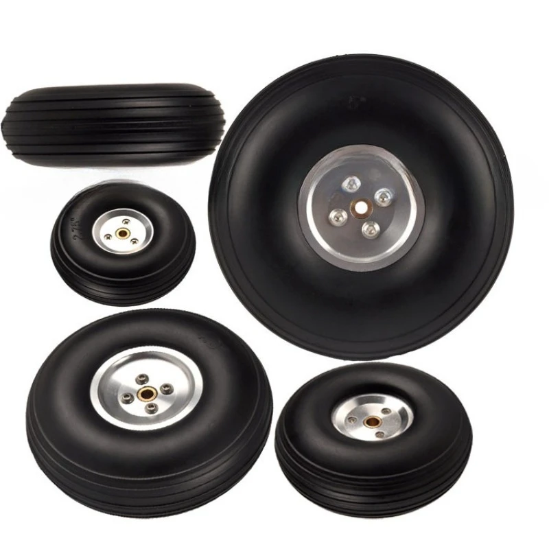 2.75‑5 Inch PU RC Airplane Wheel, Aluminum&Copper Core Landing Tire for Gas‑Powered Fixed‑Wing Model Aircraft Replacement Parts