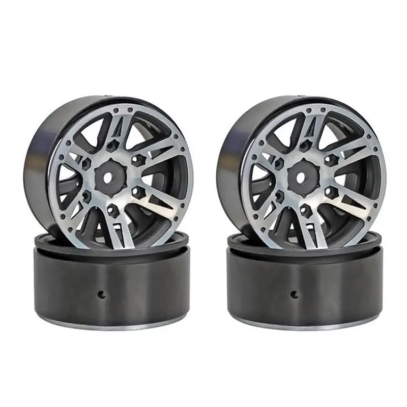 CYGJ-4 Pcs For TRX4 Axial SCX10 90046 D90 Simulates Climbing Car Replacement Parts 1.9-Inch Weighted Metal Tire Lock Wheel Hub ,