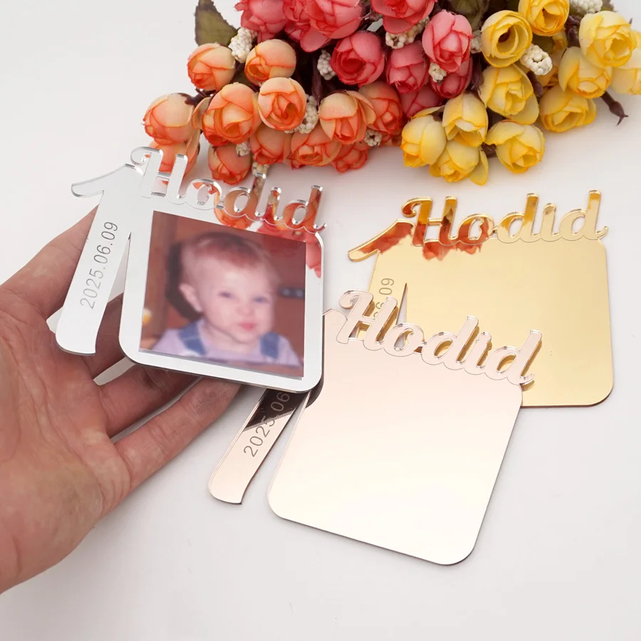 

1Pcs Custom Age Frame Photo Frame Personalized Acrylic Mirror Baptism Decoration Baby Shower Gift