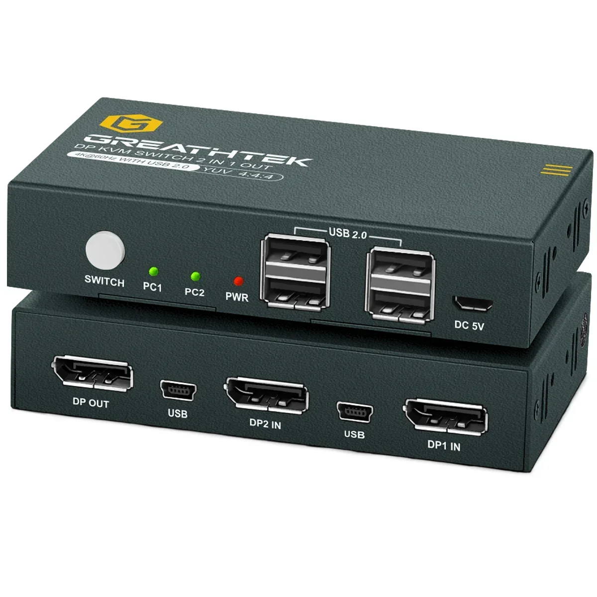 Displayport KVM Switch 4K@60hz 2-port USB KVM  Displayport 1.2 Switch  Dp Switch Mouse& Keyboad Supported For Office