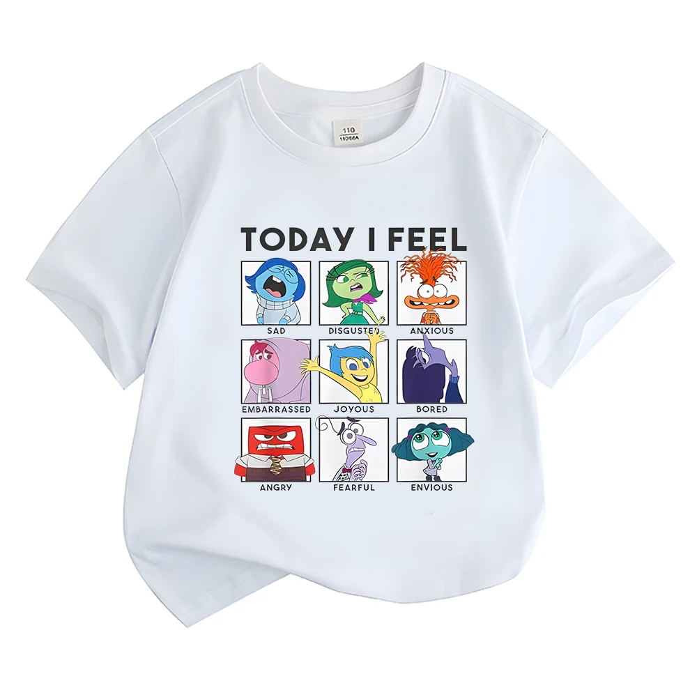 Today I Flag Inside Out Économie pour enfants, plein d'émotions, santé mentale, coton, manches courtes, garçons, filles, dessin animé, t-shirts animés