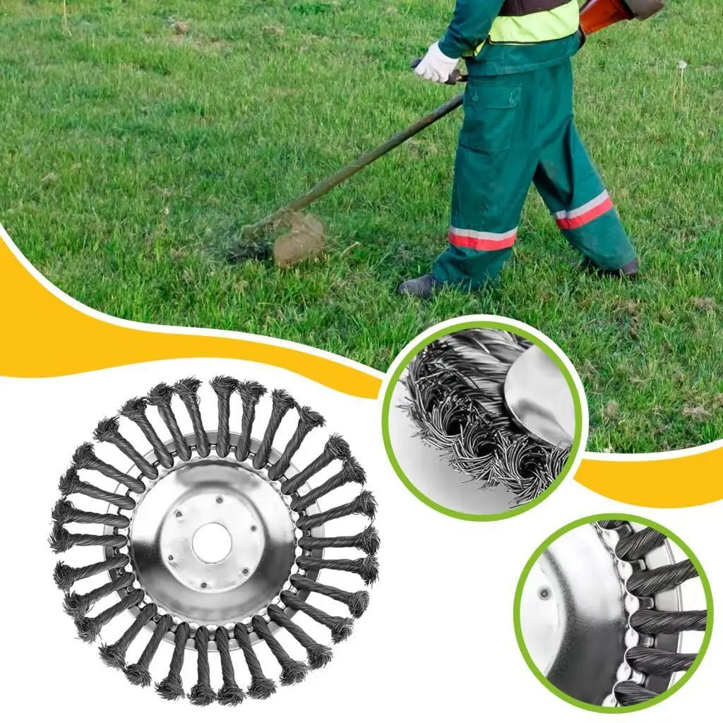 Wire Wheel Brush Disc Trimmer Head Grass weeds Brush Cutting Head for Paving