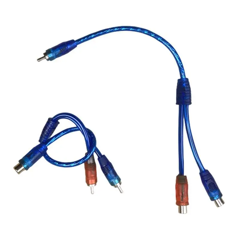 Car RCA Audio Cable 1 Female To 2 Males Cord Cables 