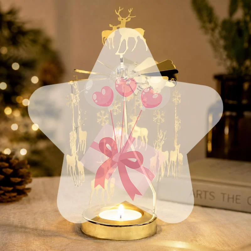 Stainless Steel INS Style Rotating Candle Holder Heat Powered Carousel Tea Light for Birthday Party Ornament