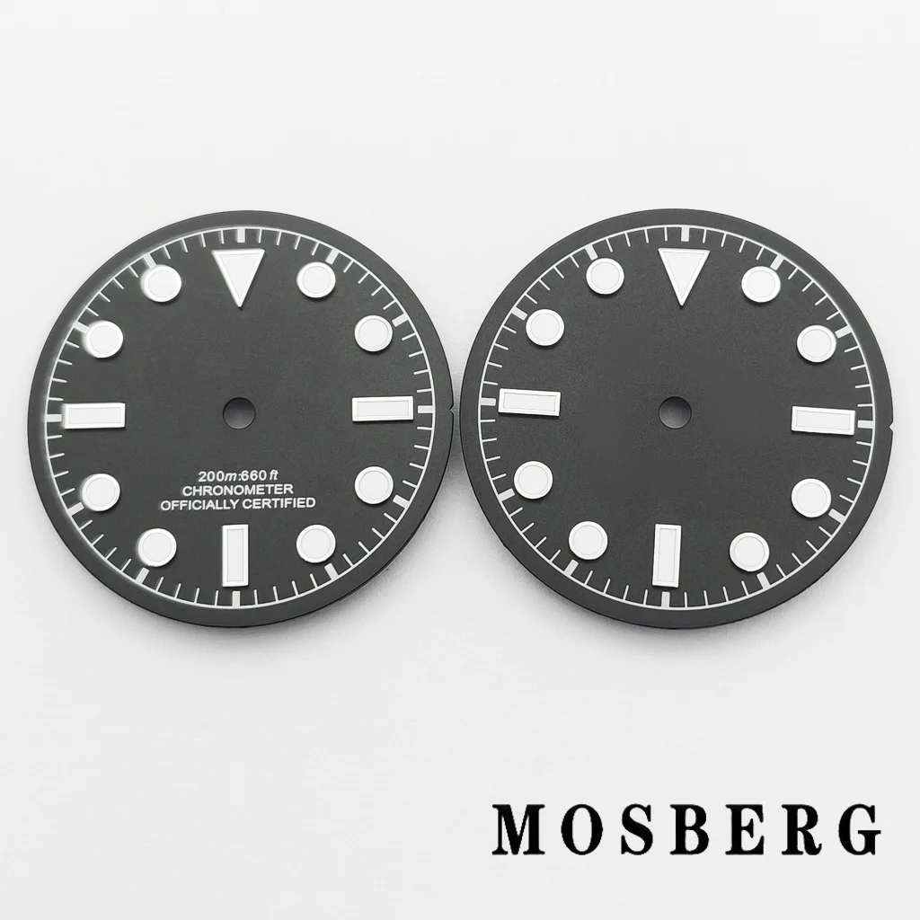 28.5mm VH31 Black Watch Dial With Hands Green Luminous For VH31 NH35 Miyota 8215 8205 DG2813 ETA2824 2836 Automatic Movement
