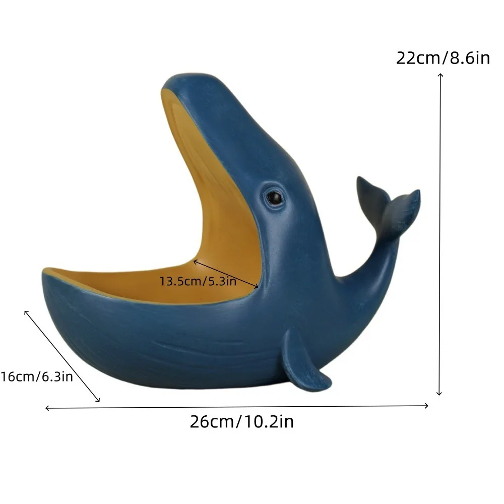 Creative Big Mouth Whale Resin Storage Animal Sculpture Craft Ornament for Home Decoration Gift for Living Room Entrance Hall view 6