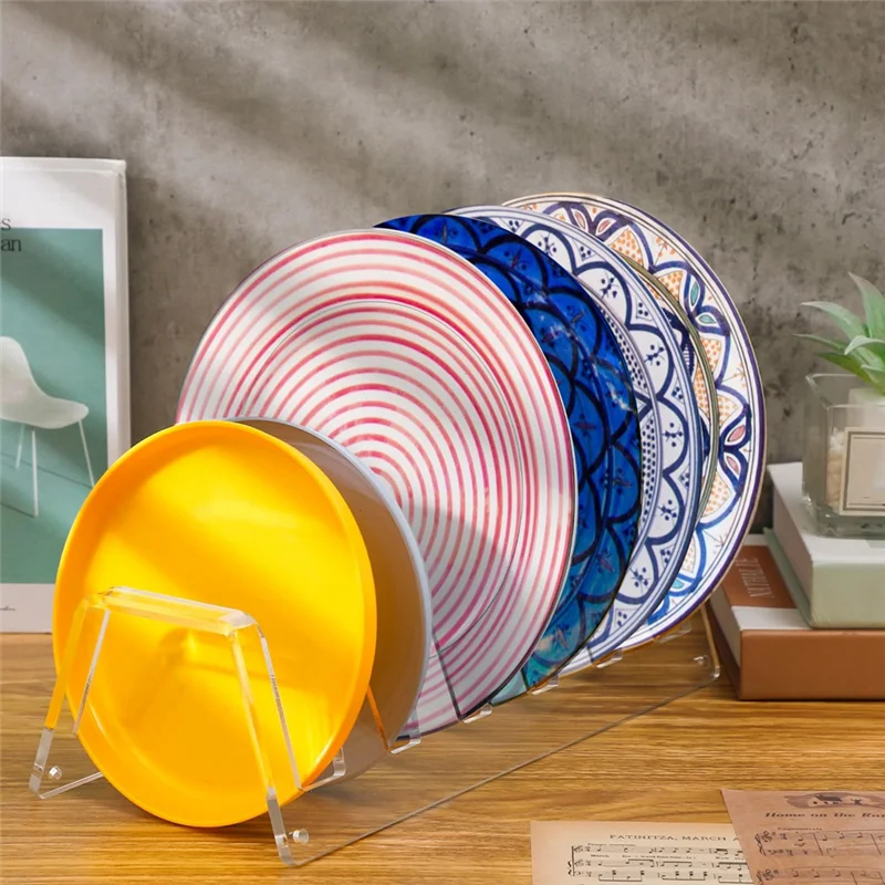 

ABJO-Acrylic Plate Display Stand, 6 Tiered Clear Acrylic Holders For Showcasing Dinnerware, Kitchenware, Decorative Plates