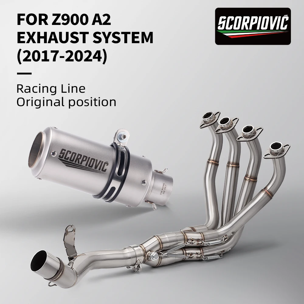 Full System Exhaust Slip On For Ninja Z900 A2 35KW 70KW 2018-2024 Front Link Pipe Escape Fits 51mm Mufller