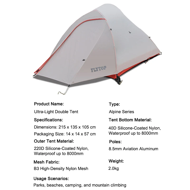 Double Camping Tent Ultralight 20D Portable Cloud Up Shelter Tent Backpack Waterproof Tent Travel Beach Tent for Hiking Cycling