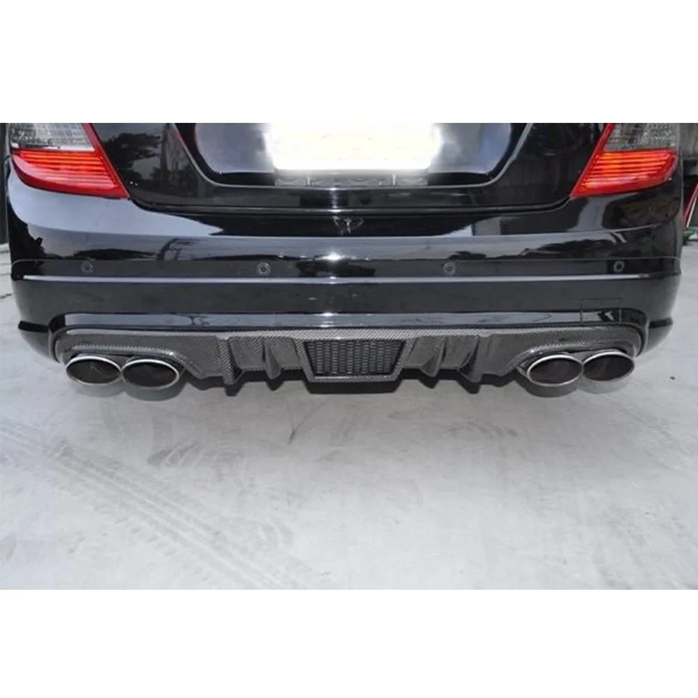 Carbon Fiber Rear Bumper Lip Diffuser for Mercedes-Benz C Class W204 C63 AMG 2008 2009 2010 2011 Pre-facelift Car Tuning Parts