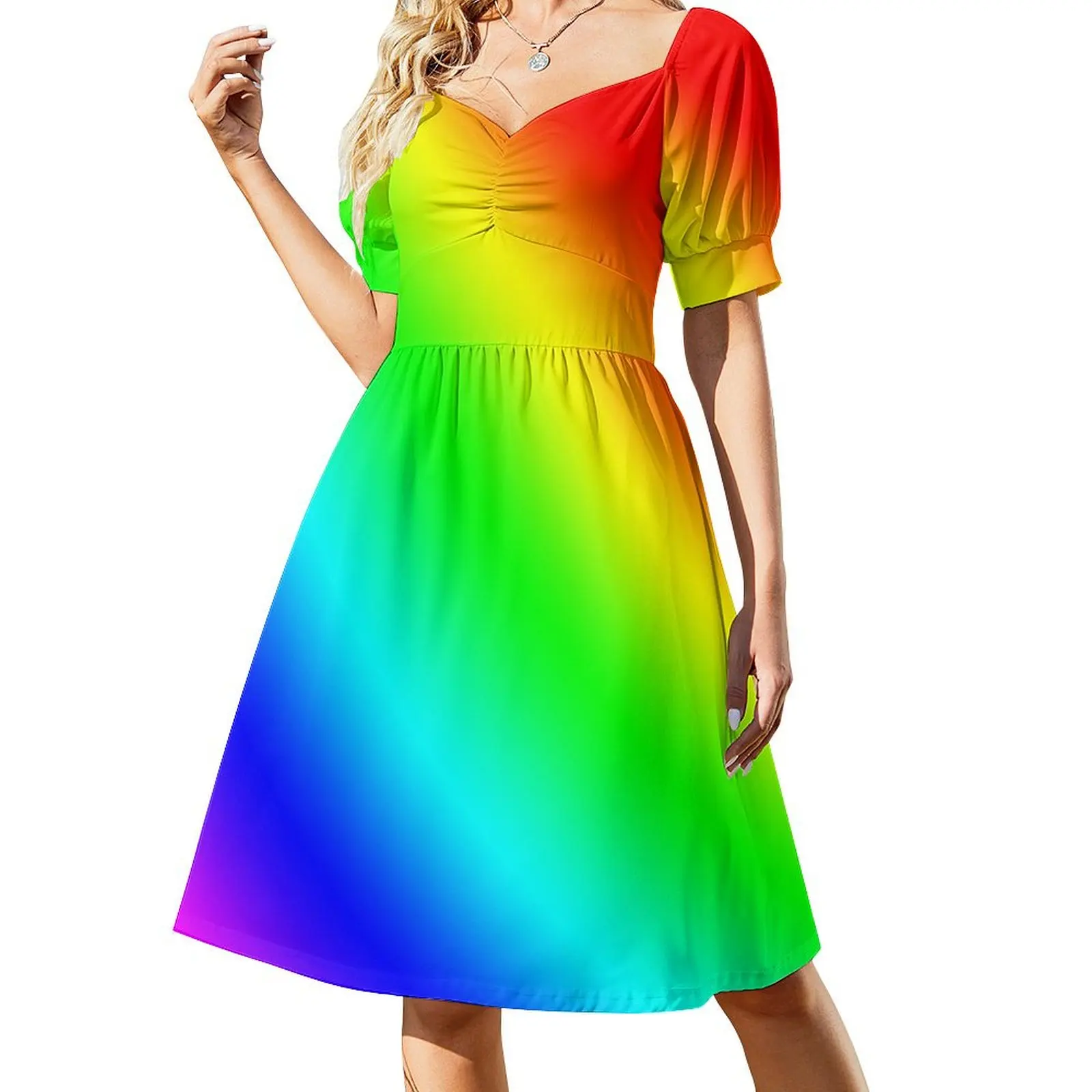 

Rainbow Short Sleeved Dress Woman's evening dress Women's summer dresses Dress