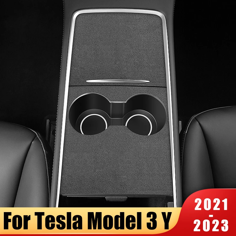 

Leather Car Central Control Panel Sticker For Tesla Model 3 Model Y 2021 2022 2023 Water Cup Storage Panel Trim Auto Accessories