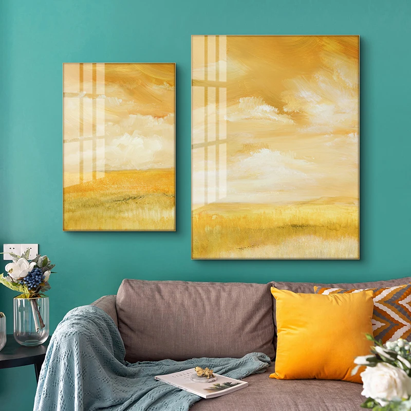 

Yellow Series Abstract Painting, Modern Style Ink Poster Printing Mural, Living Room Sofa Background Wall Abstract Painting Deco
