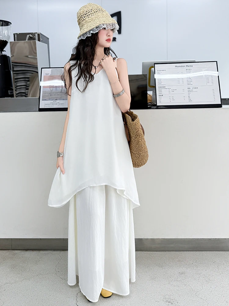 

Летний комплект для девочек: тонкий модный топ-жилет и юбка, детская одежда с V-образным вырезом, новинка 2025 года