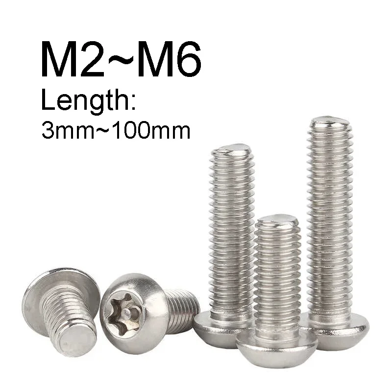 10~200PCS 304 Stainless Steel Six Lobe Round Head Ecurity Bolts M2 M2.5 M3 M4 M5 M6 Torx Tamper Proof Anti Theft Security Screw