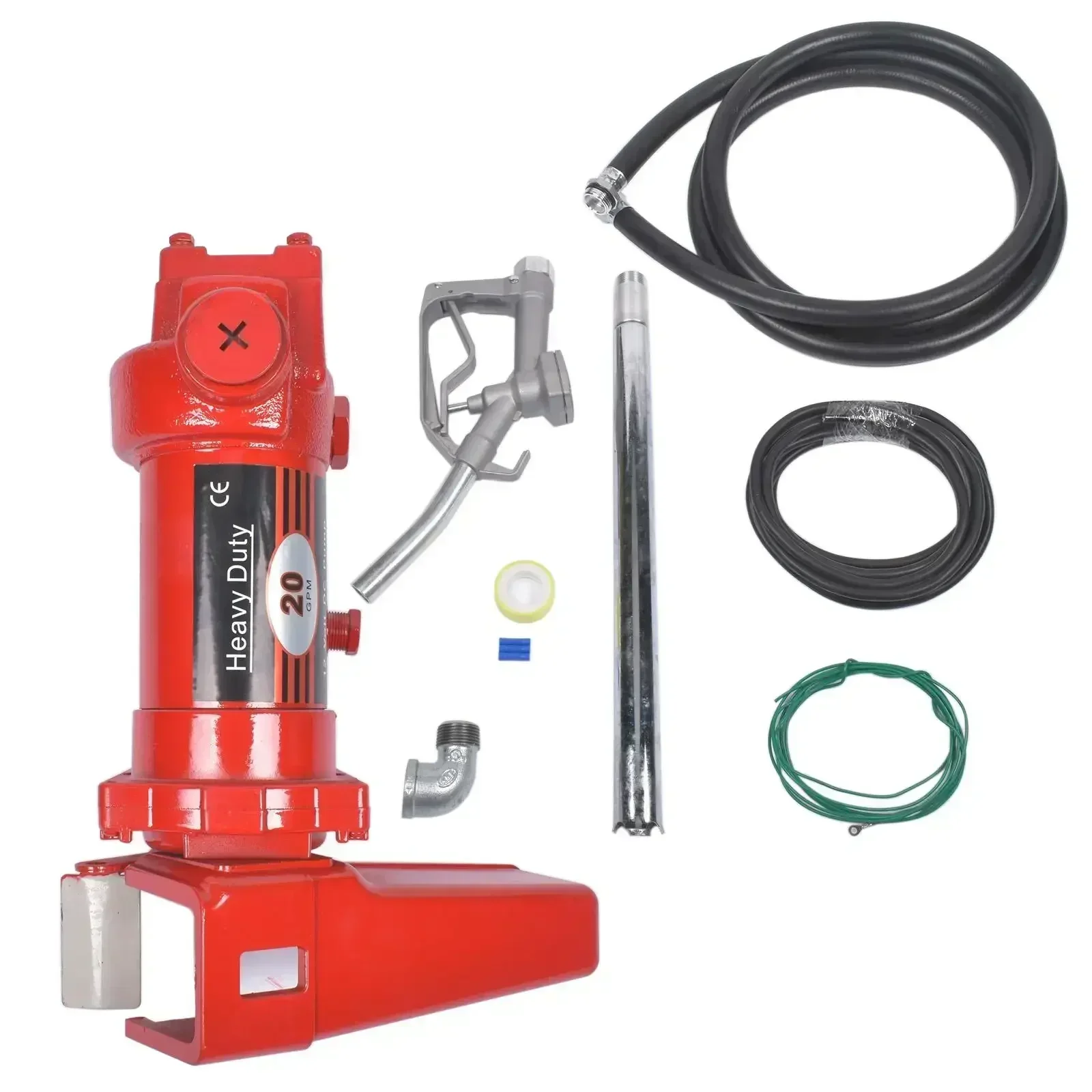 AP03 20GPM 12V Red Fuel Transfer Pump w/Nozzle Kit for Car Truck Tractor Diesel