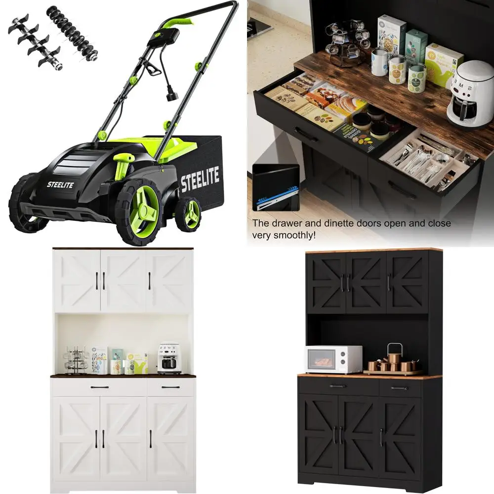 13-Zoll-elektrischer Vertikutierer und Vertikutierer mit 12 Ampere von STEELITE, abnehmbare 8-Gallonen-Sammeltasche, höhenverstellbare Einstellungen