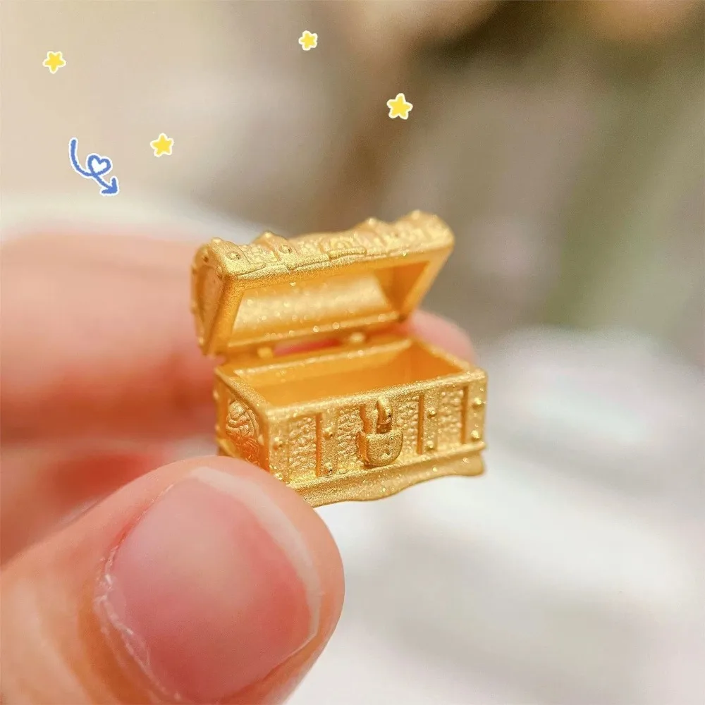 Metal Mini Treasure Box Gold Treasure Box Birthday Gift Ornament That Can Be Opened High-end Ornament Table Decoration Miniature