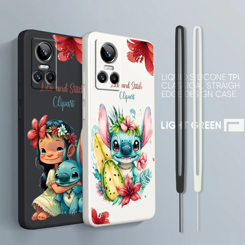 Anime Stitch For OPPO Realme GT Neo 3 2 Master 8 9 Narzo 50A 50i Reno 7 Silicone Soft Liquid Rope Phone Case Coque Capa Cover