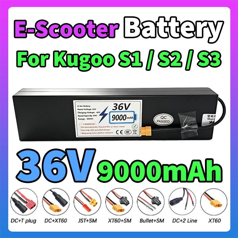 36V Electric Scooter Battery 7.8Ah Long-Lasting 18650 Lithium Ion 10S3P Battery Pack XT60 Built-in BMS Long Range Safe Durable