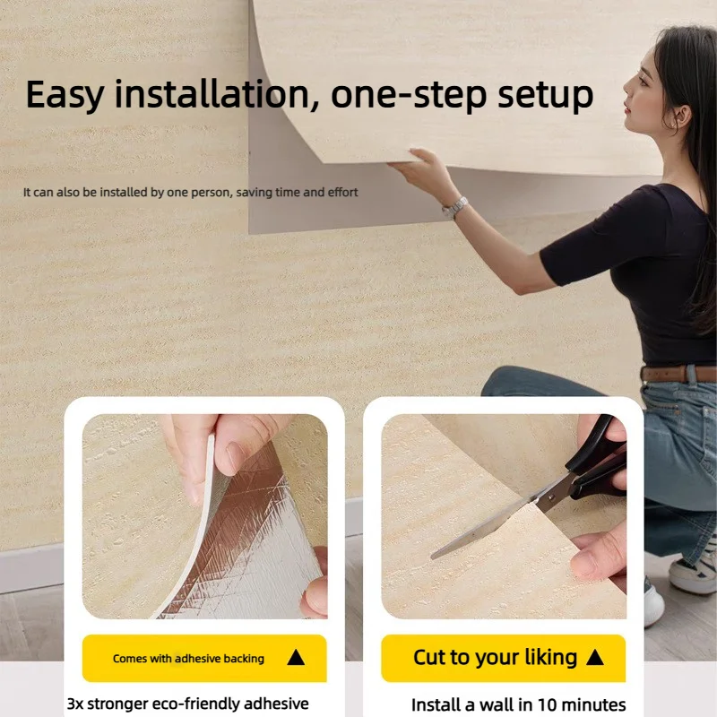 Home Decor 3D Travertine Faux Stone Self-Adhesive Wallpapers Thickened Peel and Stick Wall Panels for Living Room Wall Cladding