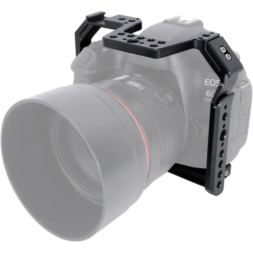 قفص كاميرا لكاميرات Canon EOS 6D 6DII Mark II مع لوحة تحرير سريعة للأحذية الباردة من الناتو للسكك الحديدية للوحة Arca-Swiss