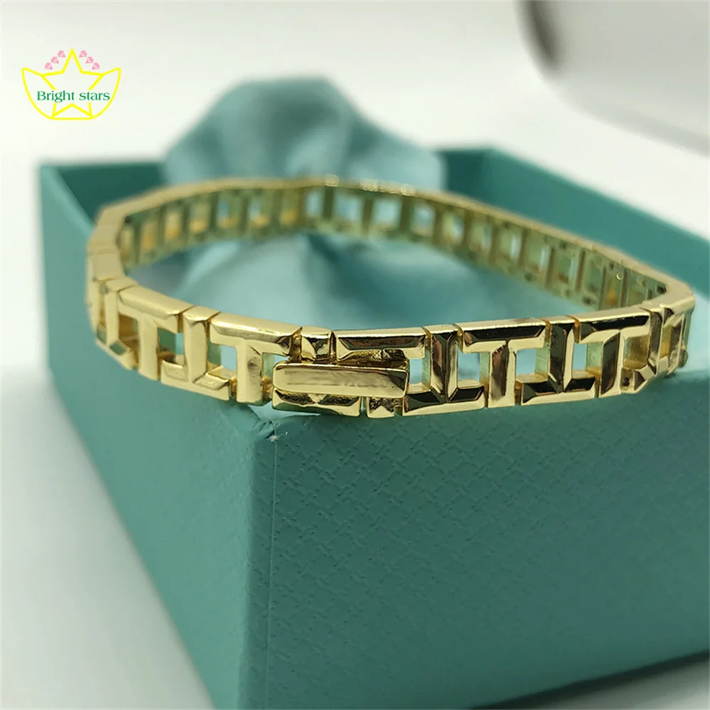 

Bright Stars S925 sterling silver T-shaped gradient clasp link bracelet women hand jewerly