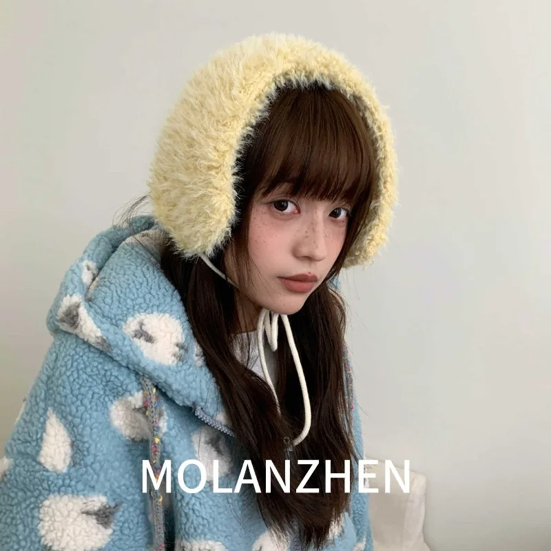غطاء للأذنين محبوك سميك ودافئ قبعات شتوية لطيفة وعصرية من Lei Feng للنساء قبعات خارجية غير رسمية ومتعددة الاستخدامات #2