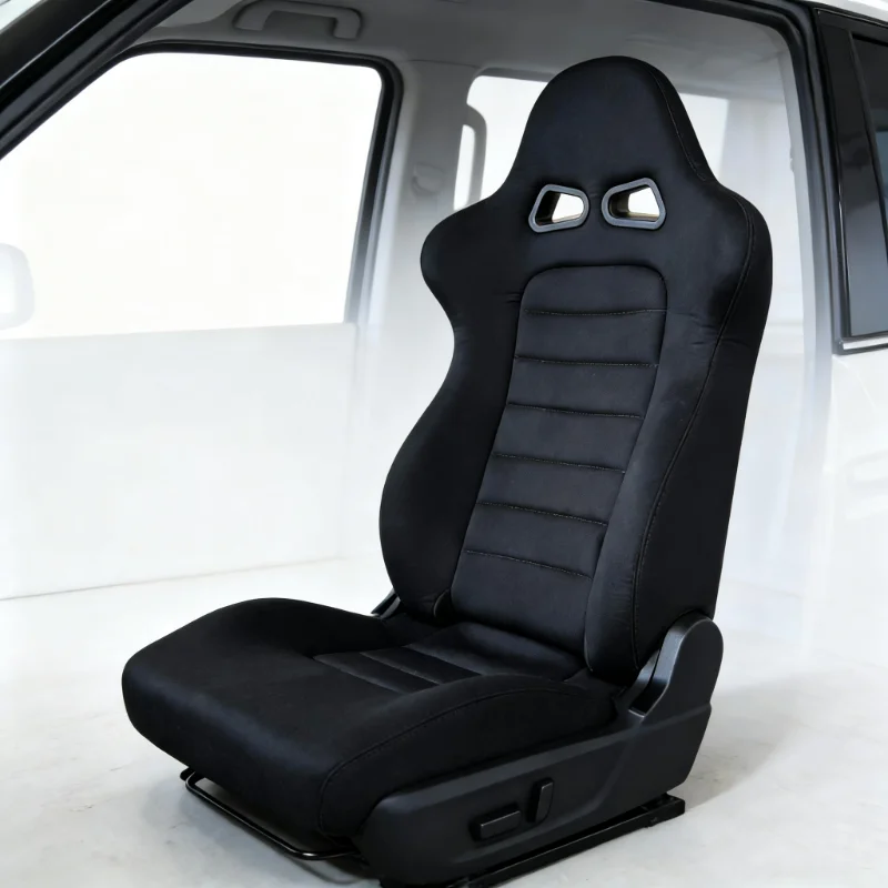 Ergonomic Racing Sport, Exterior Styling Accessories, Black Suede, Big Side Support, With Sliders, Universal Fit