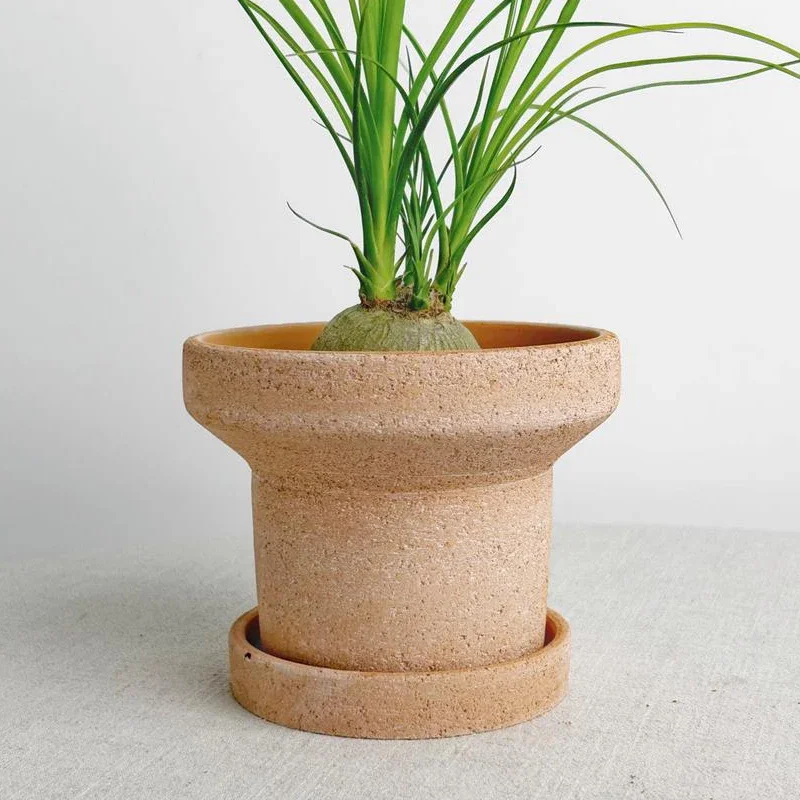 Personality simple ins water pipe shape small pottery basin with tray