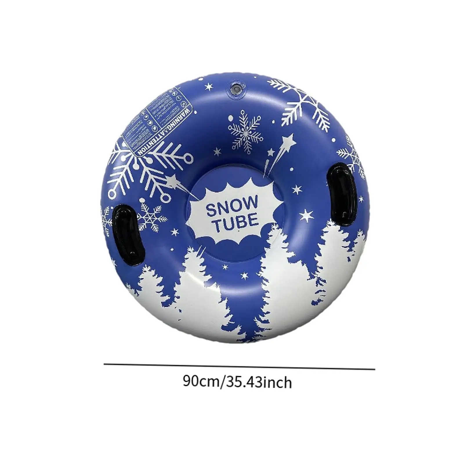 Snow Tubing Inflatable 90 Cm Blue PVC Circle with Handles Compact Storage for Winter Play Days
