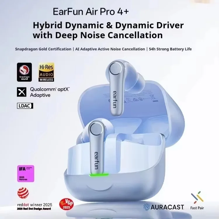 EarFun Air Pro 4+ Wireless Earbuds 6-Mic AI Clarity Call 54H