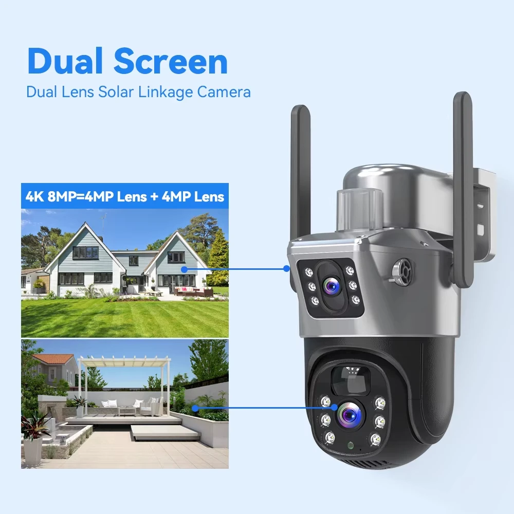 3MP Outdoor WiFi Solar Security Camera Solar Wireless IP CCTV Camera with 360 View and Smart Motion Alerts