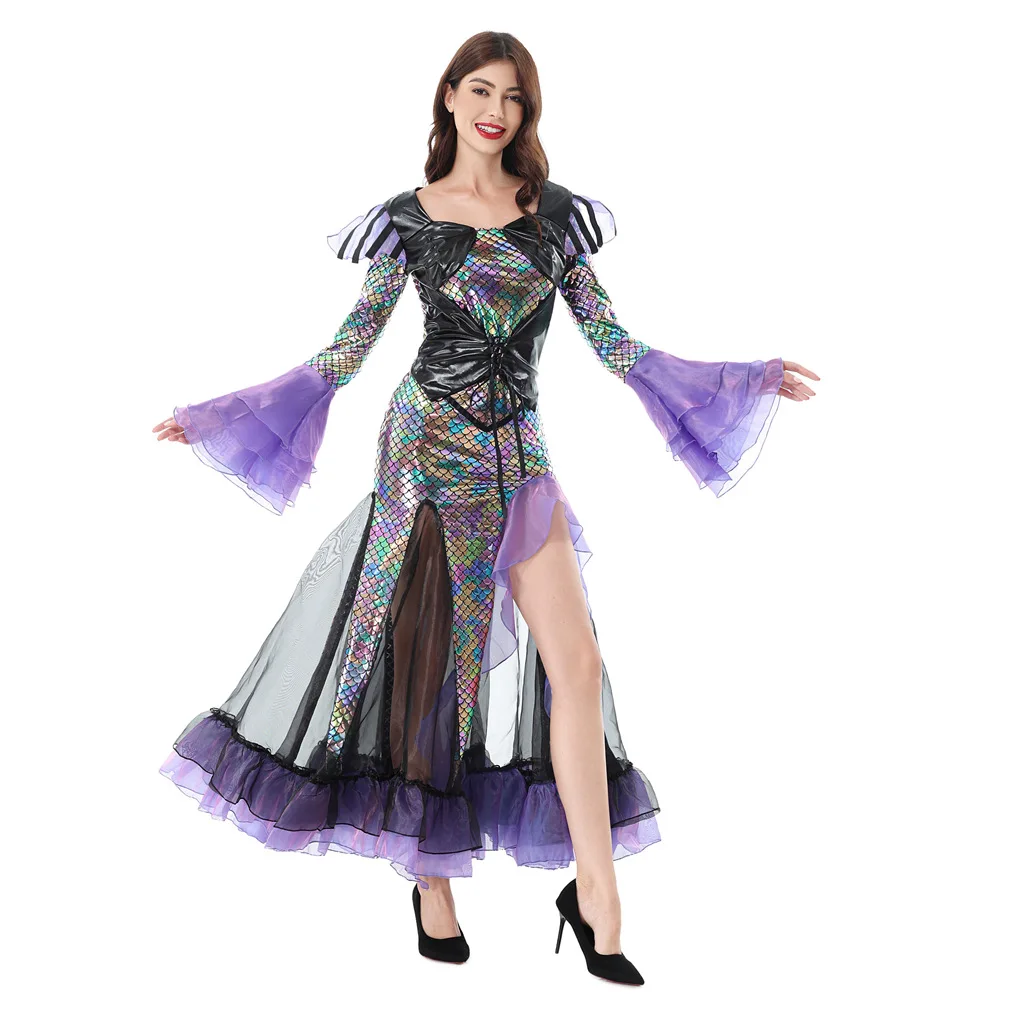 

Halloween Adult Women Cosplay Costume Sexy Beauty Mermaid Style Sequin Dress Masquerade Party Fancy Outfit