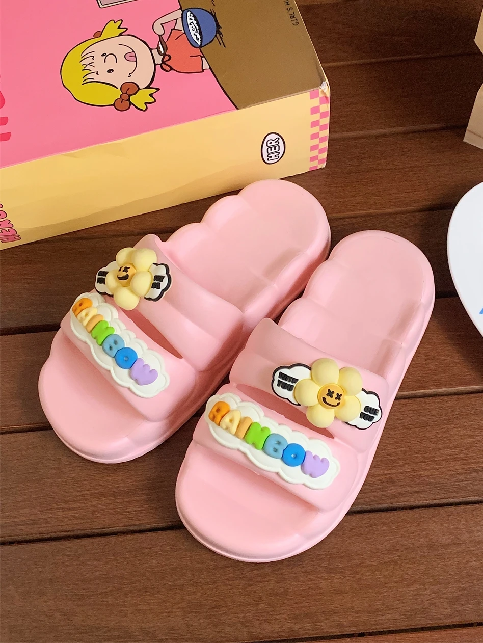 

Slim Beach Slippers 2024 Summer Outdoor Leisure Anti slip Versatile Fairy Sunflower Double Strap Slippers Women