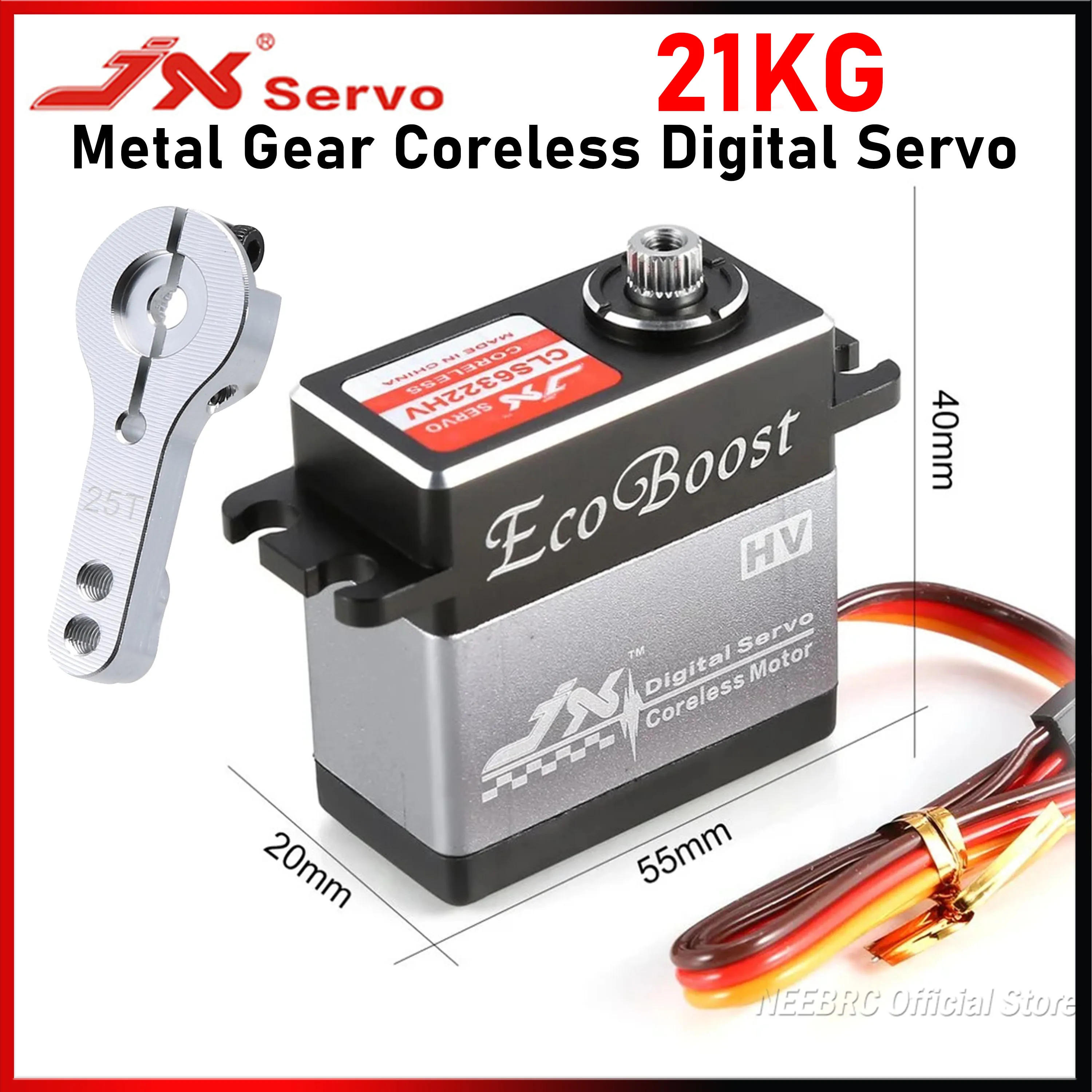 

JX CLS6322HV 21KG Coreless Digital Servo 180 Degree 6.0-7.4V HV Metal Gear Motor 25T for RC Car Robot Plane Aircraft Helicopter