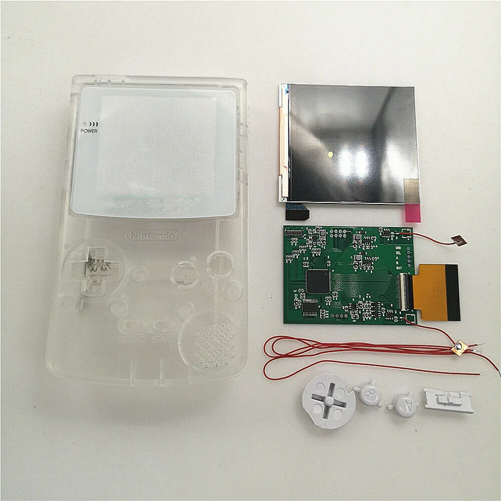 White Glass Len Super OSD Q5 Version RIPS LCD Screen Kit With Pre-cut Clear White Housing Shell Case For Game Boy Color GBC