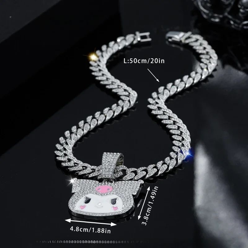 Sanrio necklace jewelry kuromi men's and women's diamond chain necklace Halloween women's long layered necklace cartoon gift