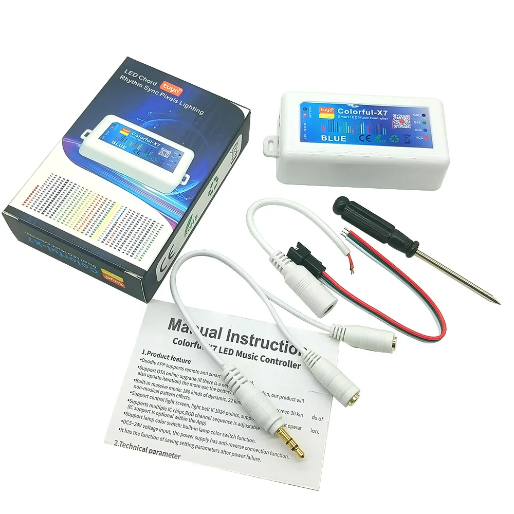 

Ws2812B Led Rgbic Strip Light Controller Dc5V-24V wifi Music Ws2811 Sk6812 Addressable colorful—X7 Smart App Controller