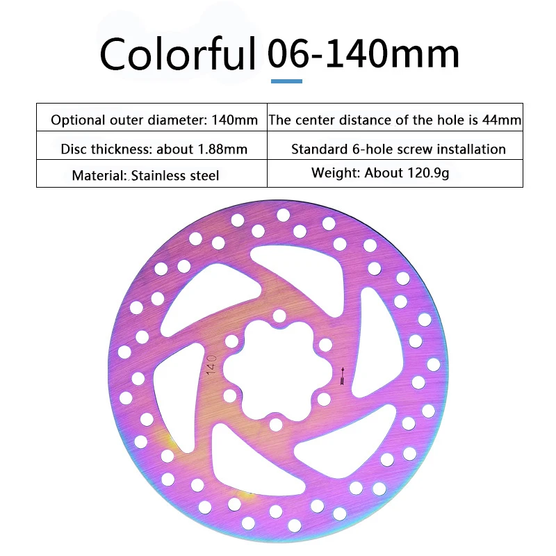 JEDERLO 6 Bolt 120mm 140mm 145mm  Bicycle Disc Brake Rotor Colorful Disc Cassette Bicycle Brake Pads For MTB Mountain Bike