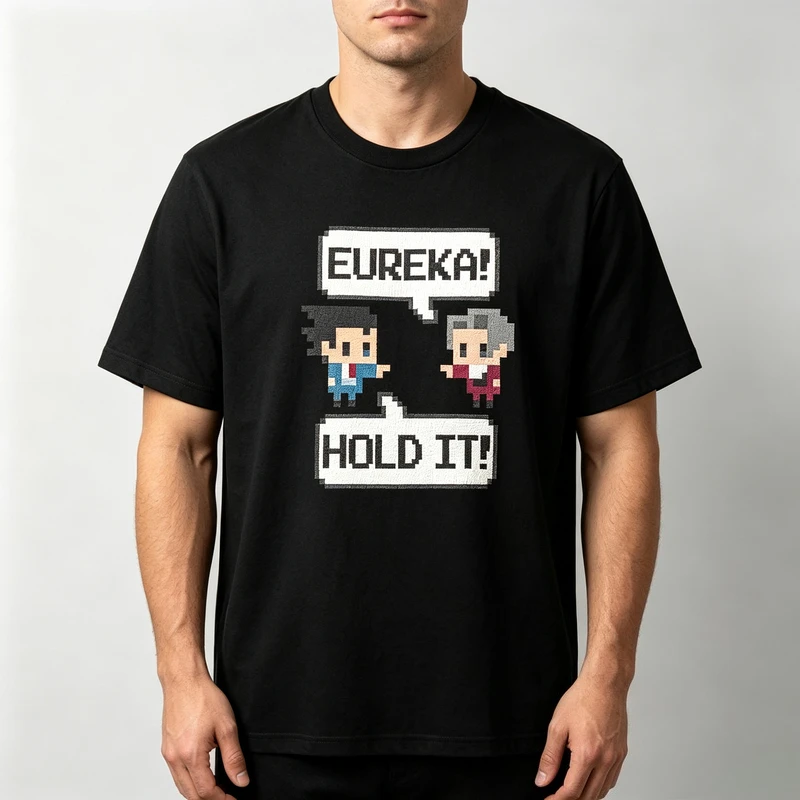 Mens Retro Pixel Eureka Hold It Graphic T Shirt Casual Short Sleeve Crewneck Tee Tops Vintage Streetwear Multiple Colors Y2k Top