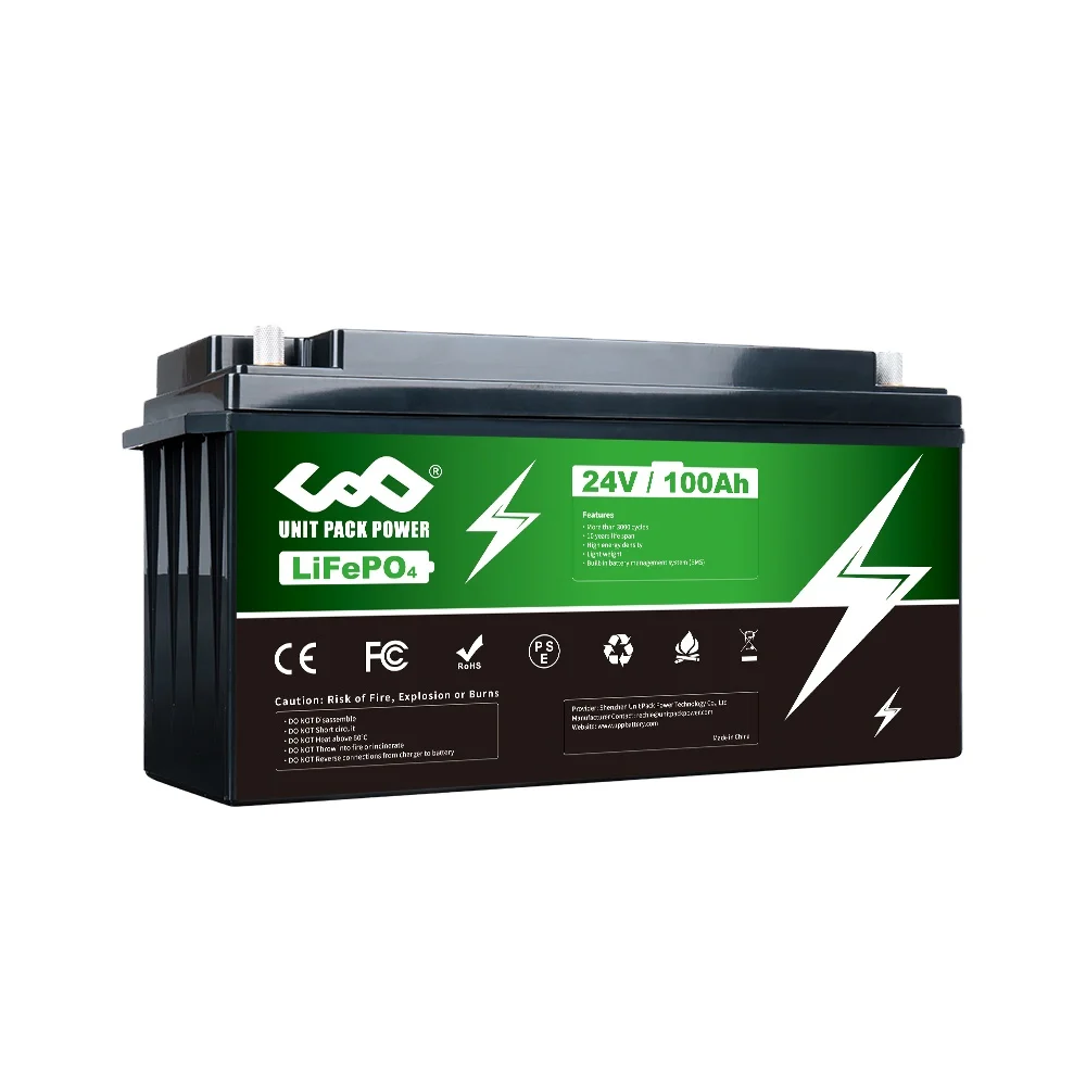 24V LifePo4 Battery Pack 100Ah with 100A BMS for 2000W 1500W  Motorcycle Trike Golf cart lithium battery