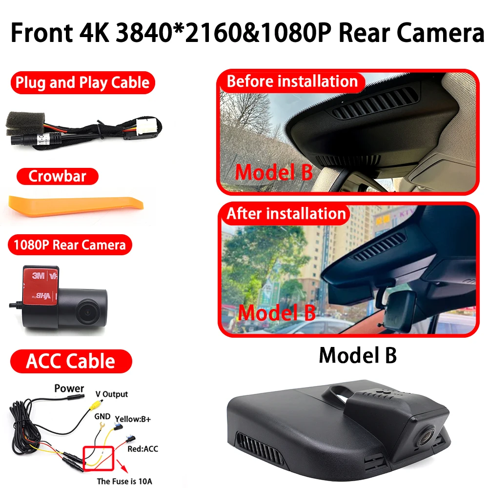 Voor Mercedes Benz V-Klasse EQV e Vito Valente Metris V260 V220 V250 W447 4K 2160P voor- en achtercamera dashcam Wifi Plug and Play