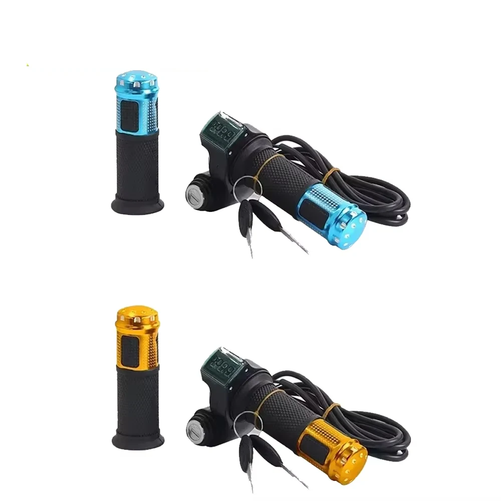 Für Elektrofahrrad, Roller, elektrische Drosselklappe, Drehgaspedal mit LED-Digitalanzeige, 12 V-90 V, Anzeige, Schlüsselschalter