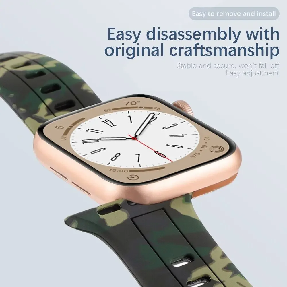 التمويه سيليكون حزام ل سوار ساعة يد آبل الترا 10 9 8 SE765 سوار ل iWatch 49 مللي متر 46 مللي متر 45 مللي متر 41/42 مللي متر 38 مللي متر Correa