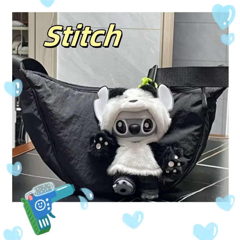 

New Disney Stitch Panda Pendant Plush Doll Chinese Limited Anime Figure Movable Vinyl Toy Desktop Ornament Keychain Gift