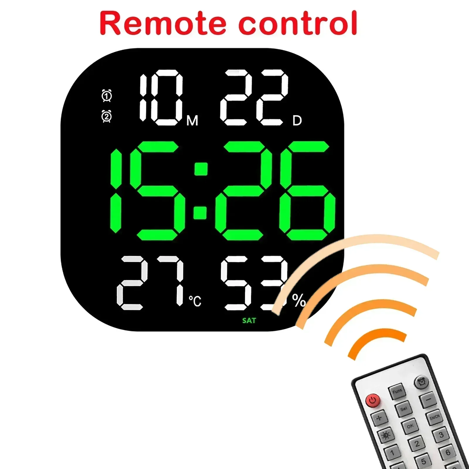 LED Digital Wall Clock Large Screen Temperature Date Day Display Electronic LED Clock with Remote Control Living Room Decoration view 6